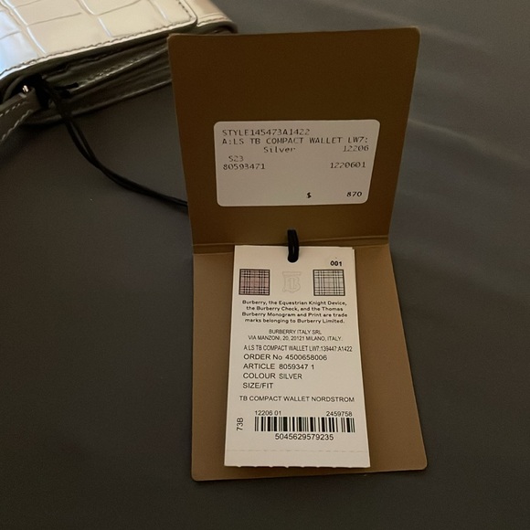 Burberry silver croc print wallet New With Tags - Picture 6 of 6